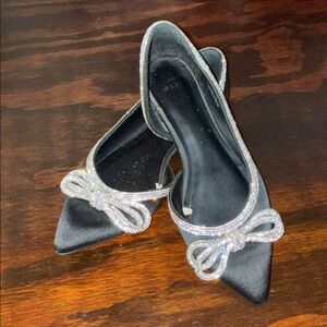 a new day Black Flats with Rhinestone Bow